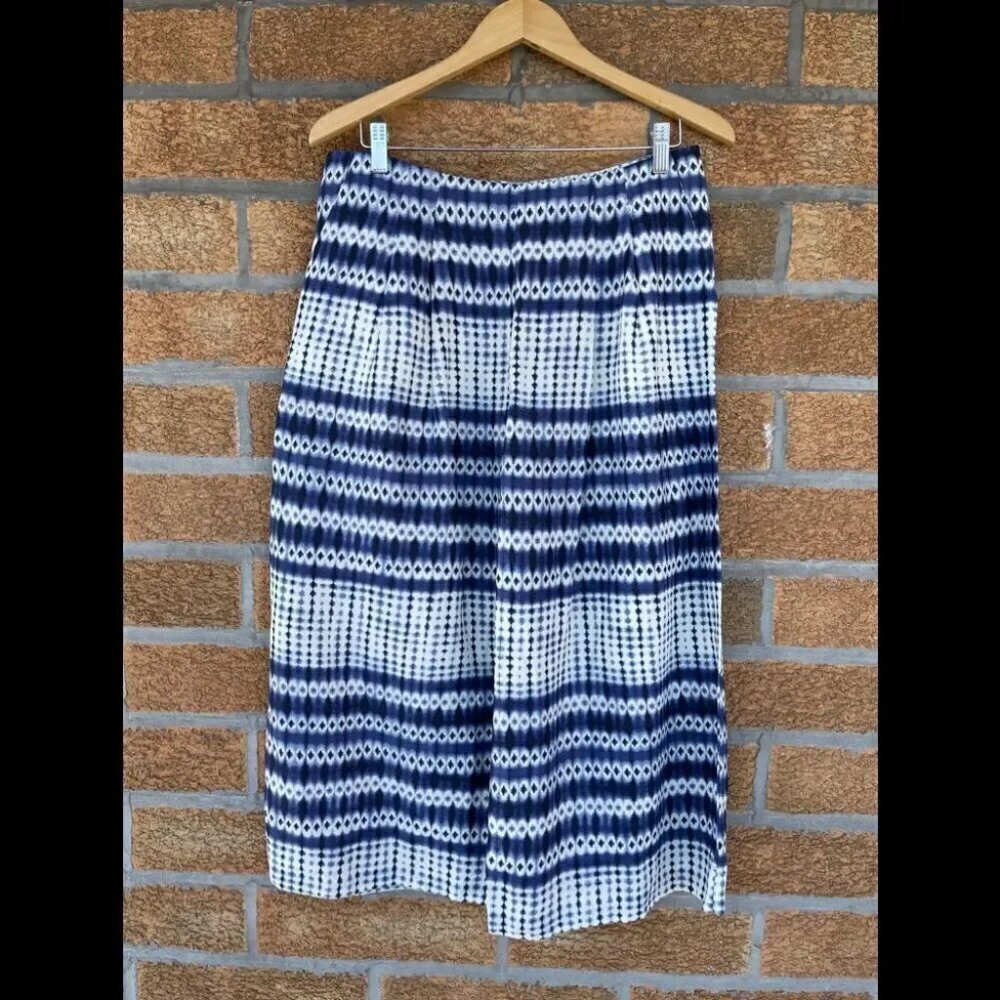 Anthropologie Corey Lynn Calter Blue Linen Wide Cropped Nalu Pants size 10 - Picture 3 of 11